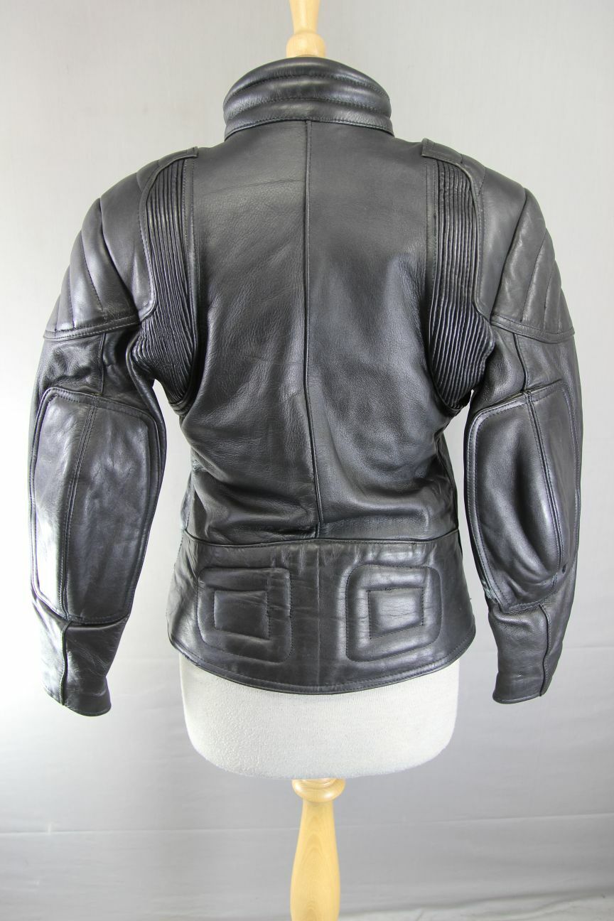 CLASSIC SPORTEX A5 BLACK LEATHER BIKER JACKET: SIZE 12