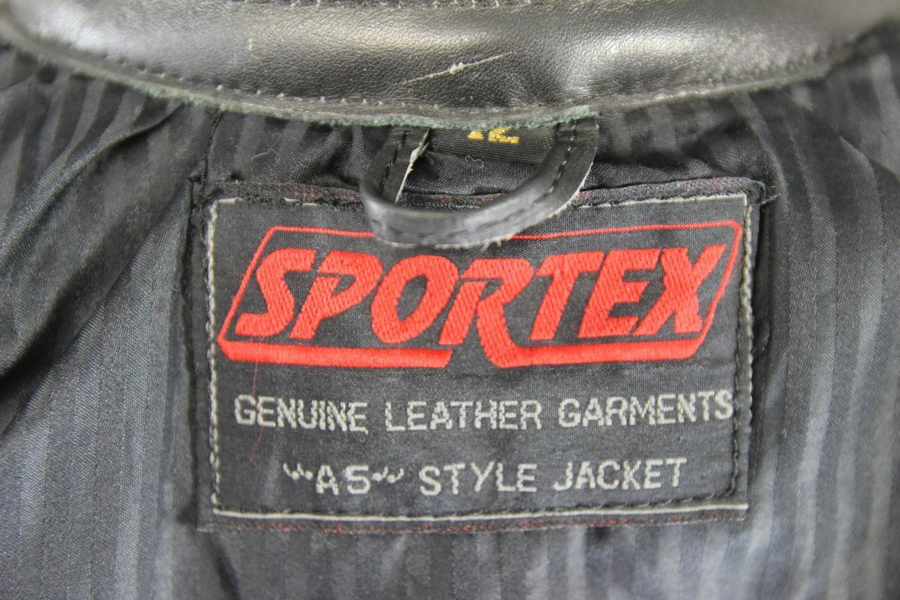CLASSIC SPORTEX A5 BLACK LEATHER BIKER JACKET: SIZE 12