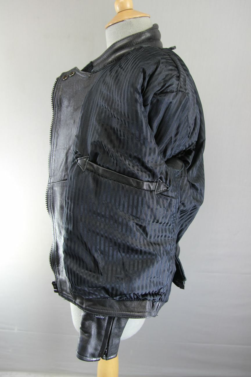 CLASSIC SPORTEX A5 BLACK LEATHER BIKER JACKET: SIZE 12