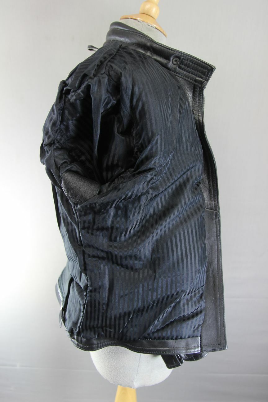 CLASSIC SPORTEX A5 BLACK LEATHER BIKER JACKET: SIZE 12