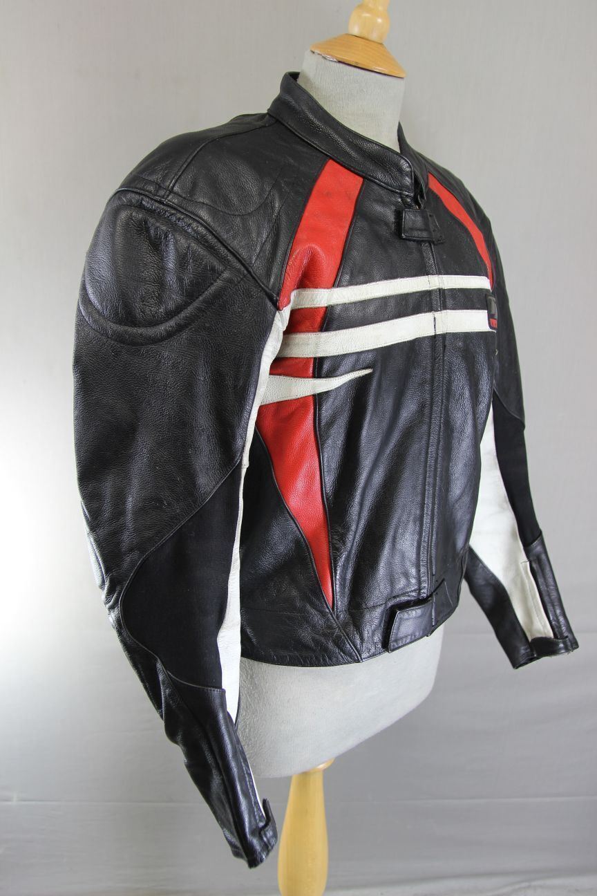 HEIN GERICKE '2 KEEN' LEATHER BIKER JACKET WITH REMOVABLE CE ARMOUR 40 INCH