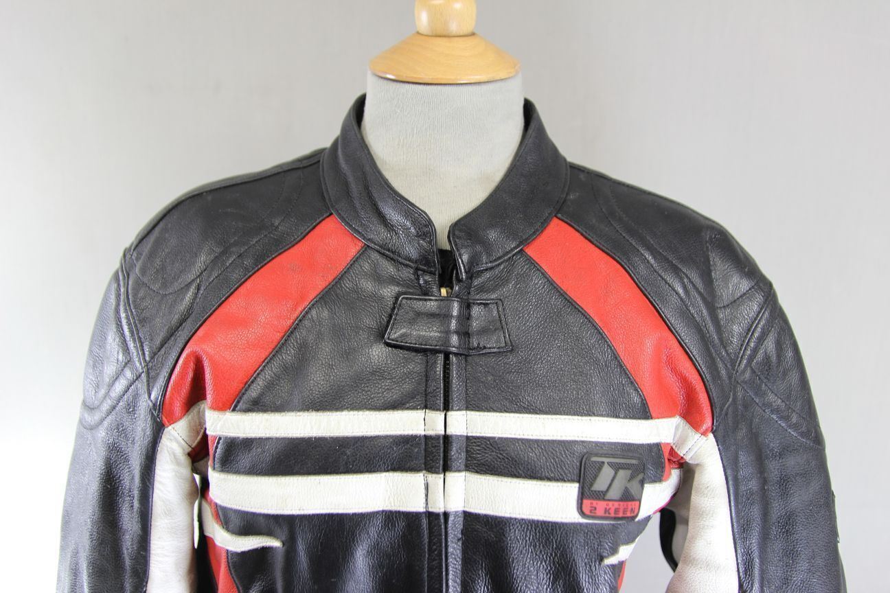 HEIN GERICKE '2 KEEN' LEATHER BIKER JACKET WITH REMOVABLE CE ARMOUR 40 INCH