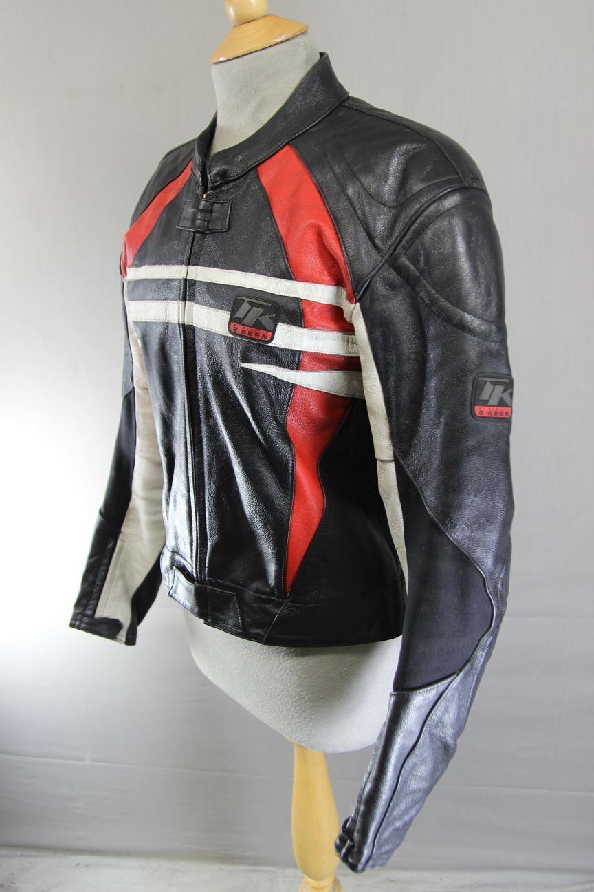 HEIN GERICKE '2 KEEN' LEATHER BIKER JACKET WITH REMOVABLE CE ARMOUR 40 INCH