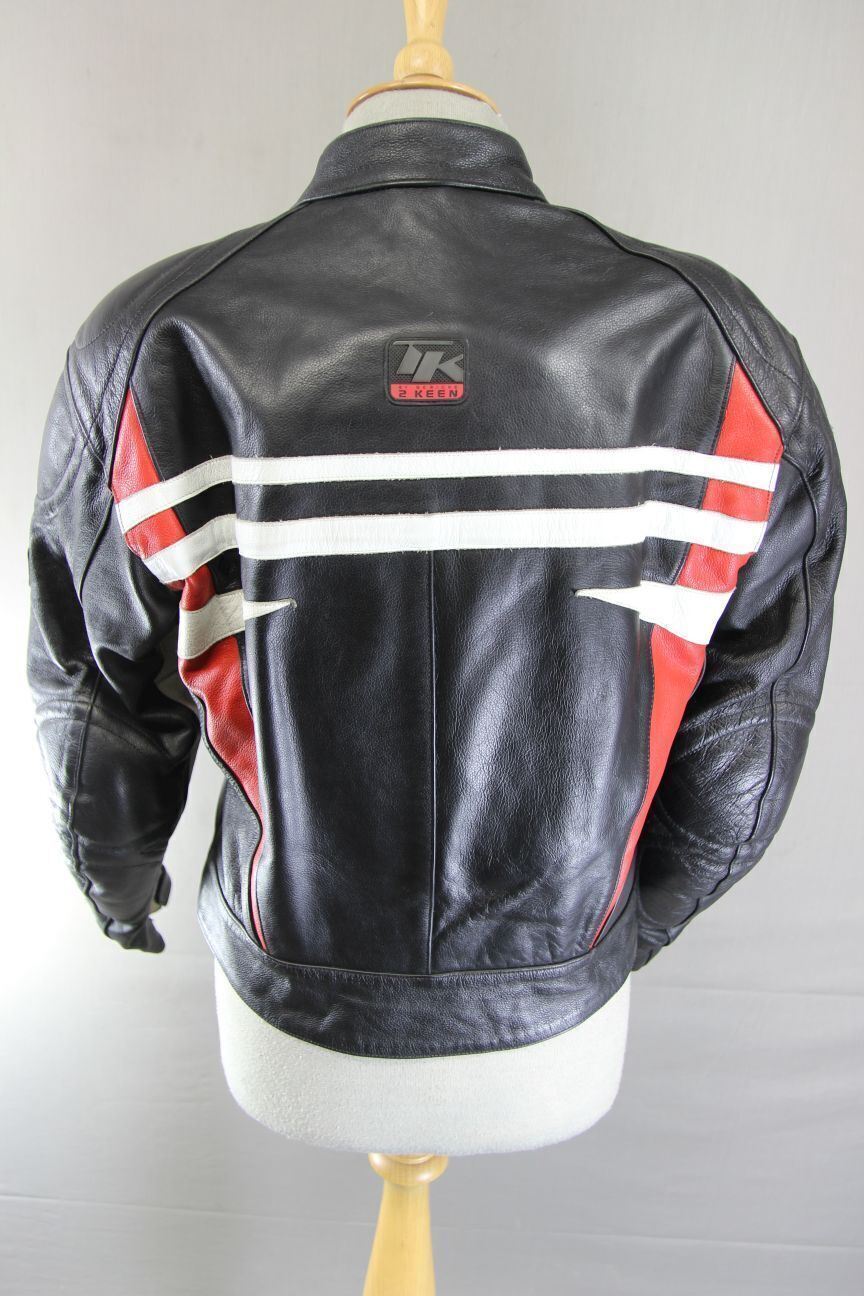 HEIN GERICKE '2 KEEN' LEATHER BIKER JACKET WITH REMOVABLE CE ARMOUR 40 INCH