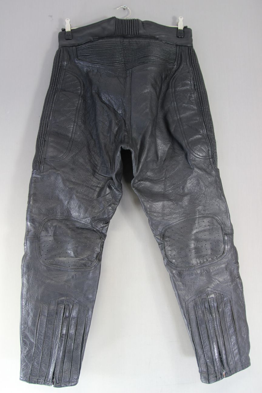 APACHE LEATHERS BLACK 'CHIEFTON' BIKER TROUSERS + CE ARMOUR WAIST 34-36"/LEG 28"