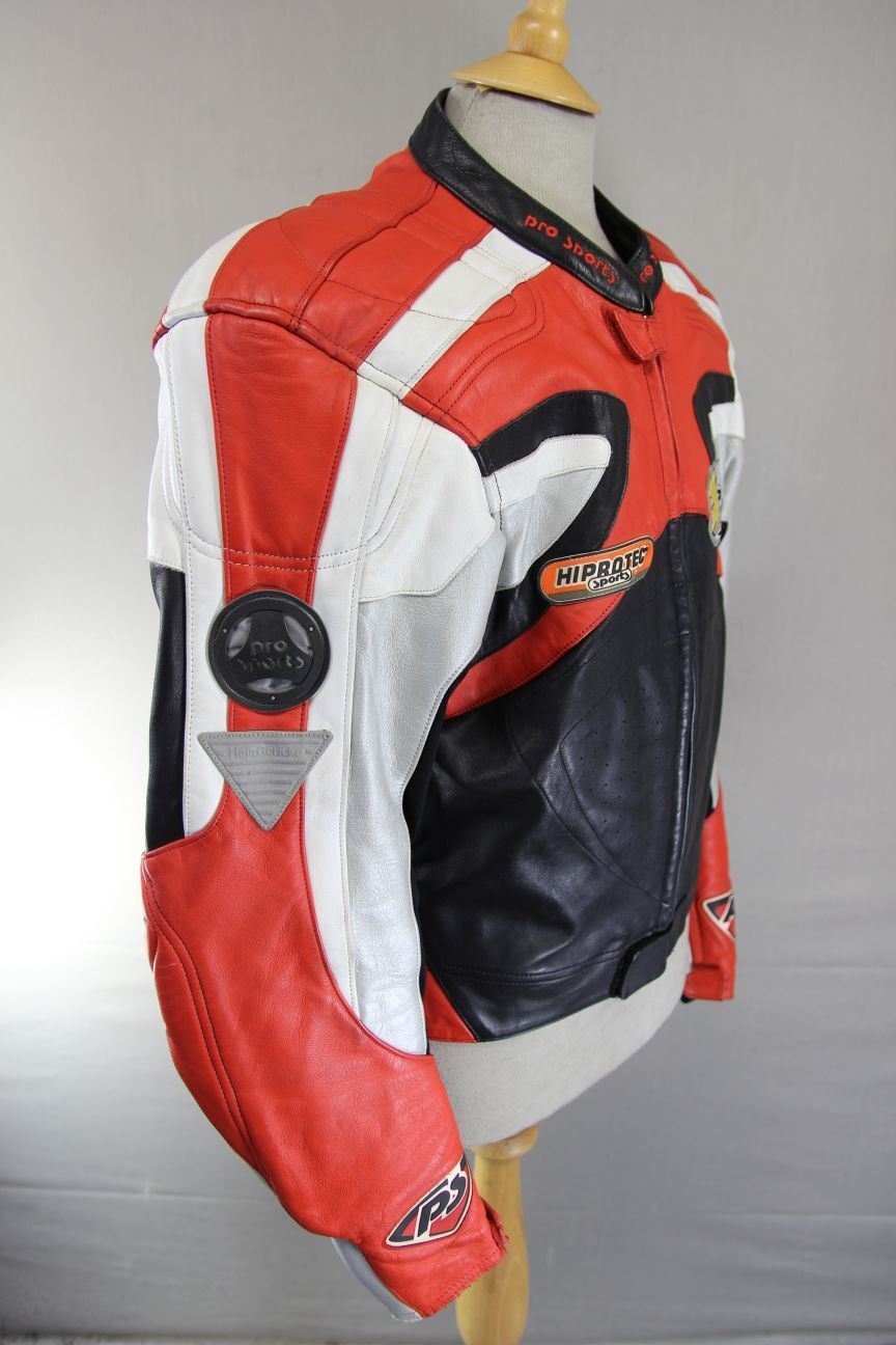 HEIN GERICKE PRO SPORTS LEATHER BIKER JACKET WITH HIPROTEC CE ARMOUR 40 INCH