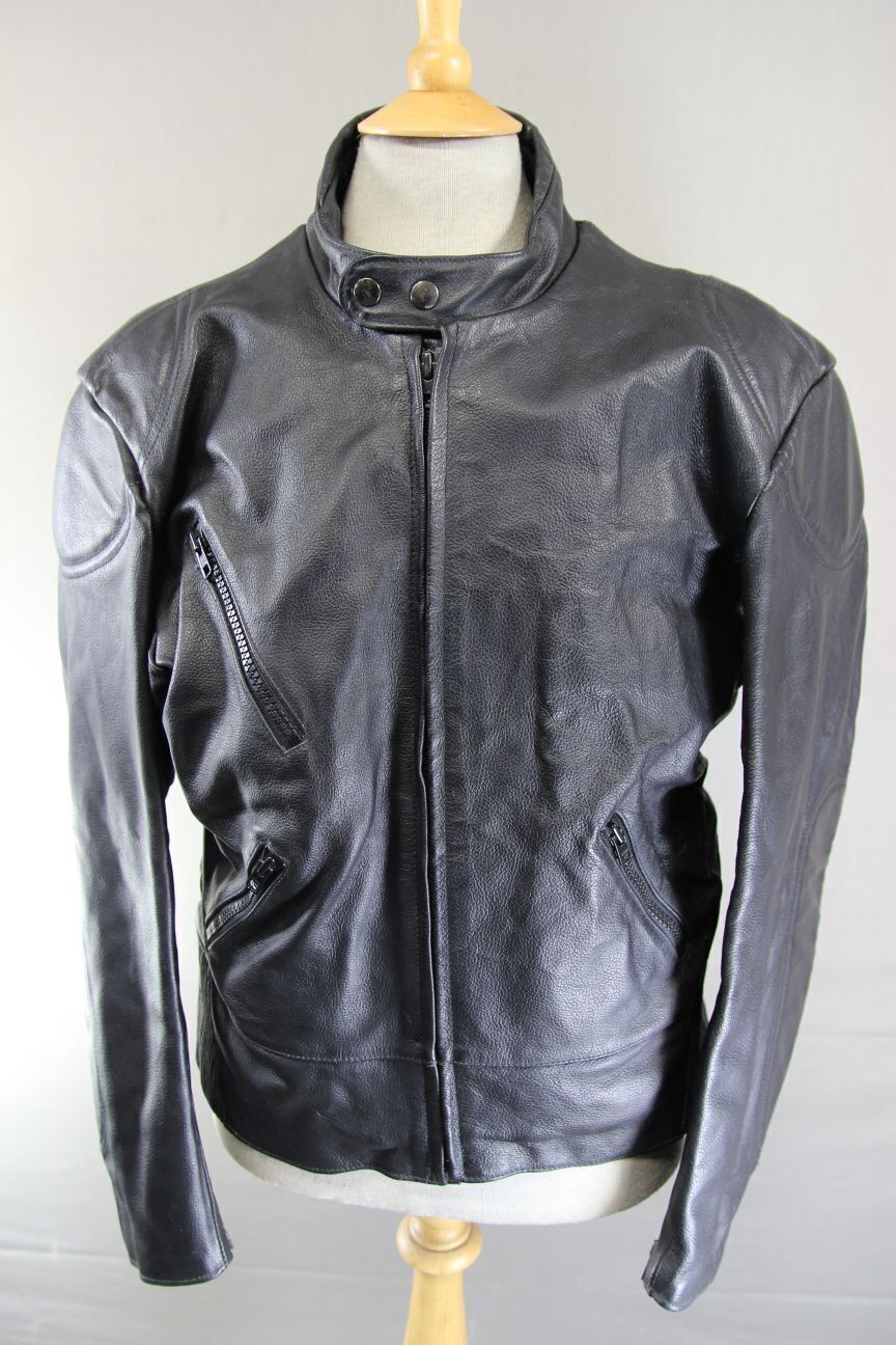 CLASSIC BLACK LEATHER BIKER JACKET 44-46 INCH