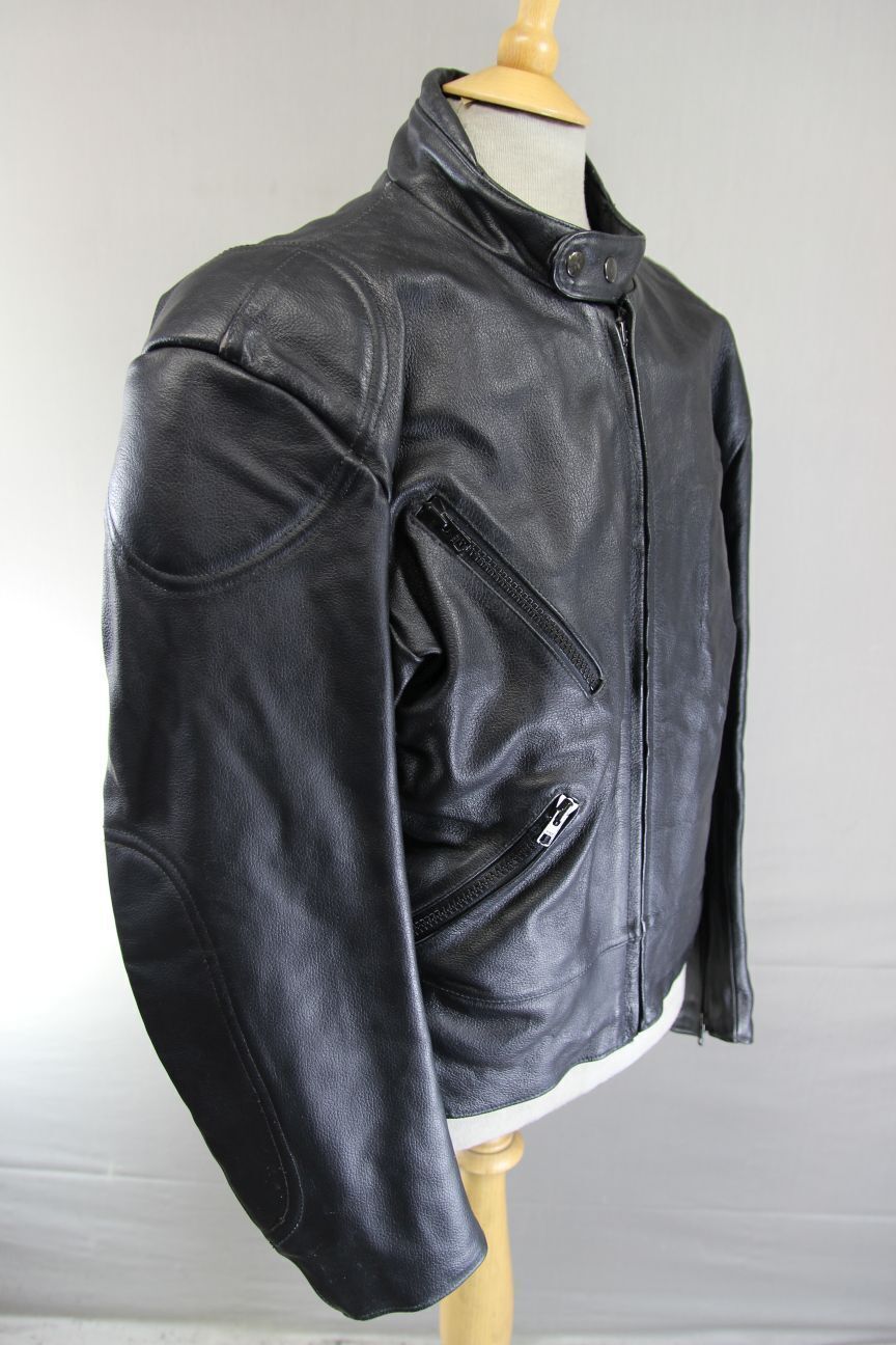 CLASSIC BLACK LEATHER BIKER JACKET 44-46 INCH