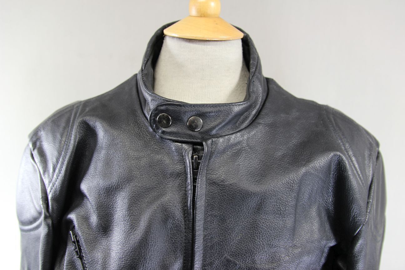 CLASSIC BLACK LEATHER BIKER JACKET 44-46 INCH