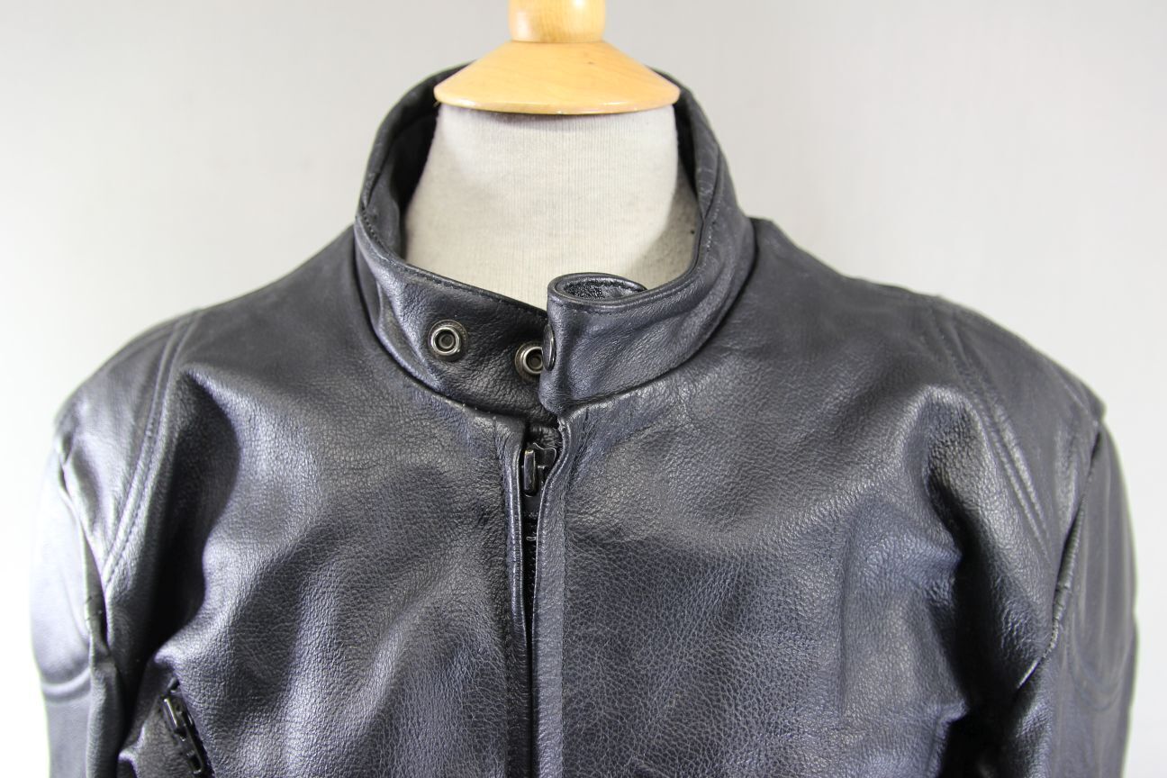 CLASSIC BLACK LEATHER BIKER JACKET 44-46 INCH