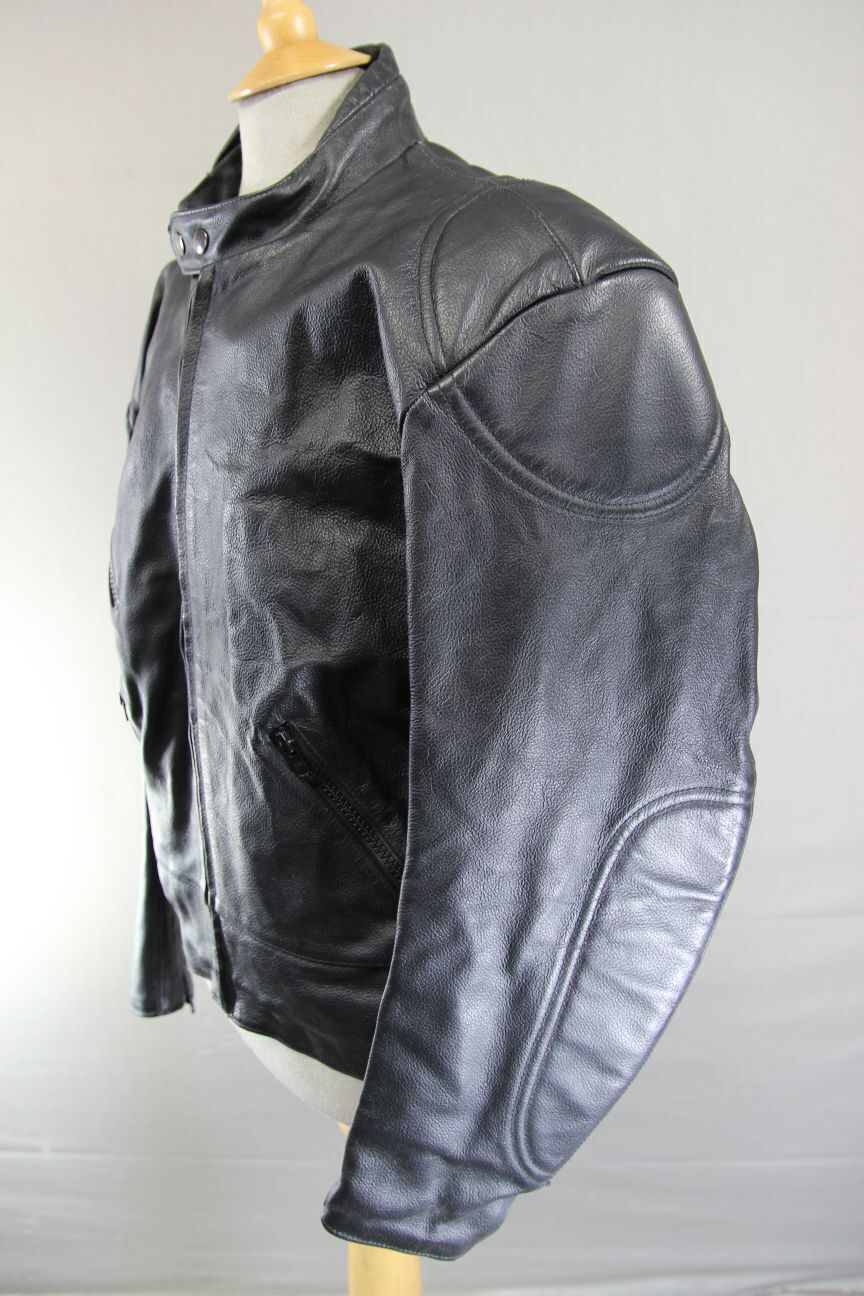 CLASSIC BLACK LEATHER BIKER JACKET 44-46 INCH