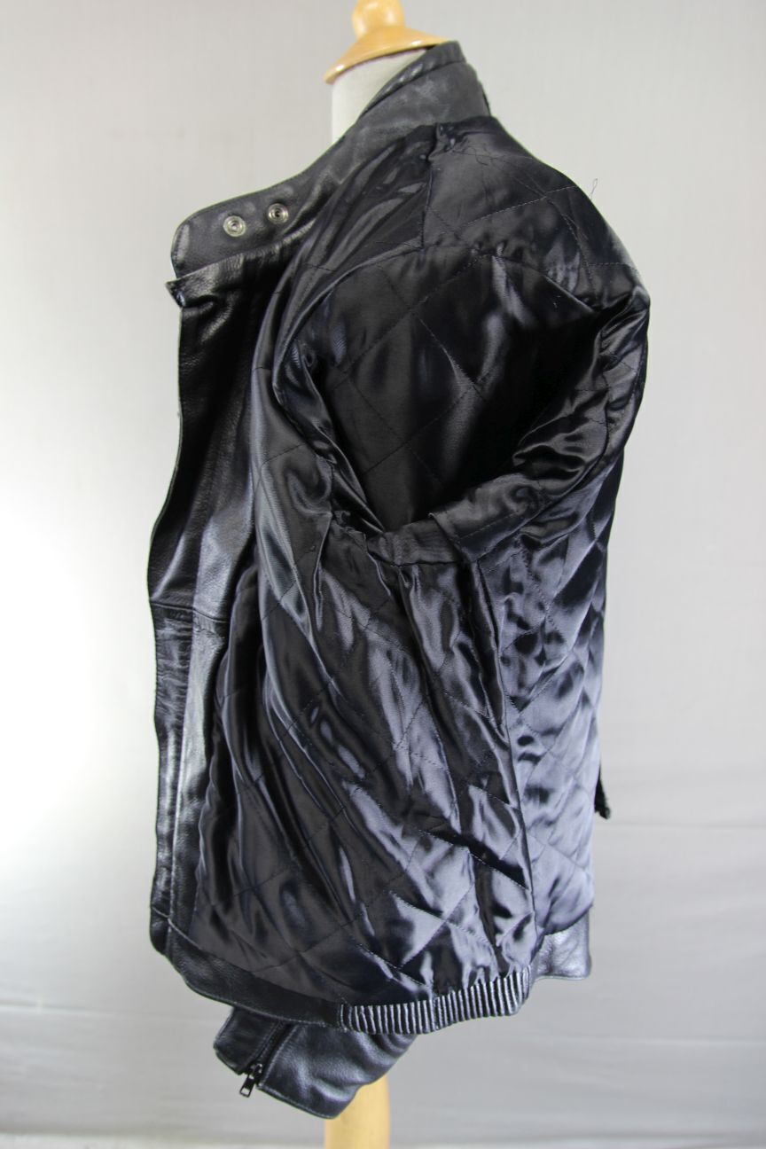 CLASSIC BLACK LEATHER BIKER JACKET 44-46 INCH