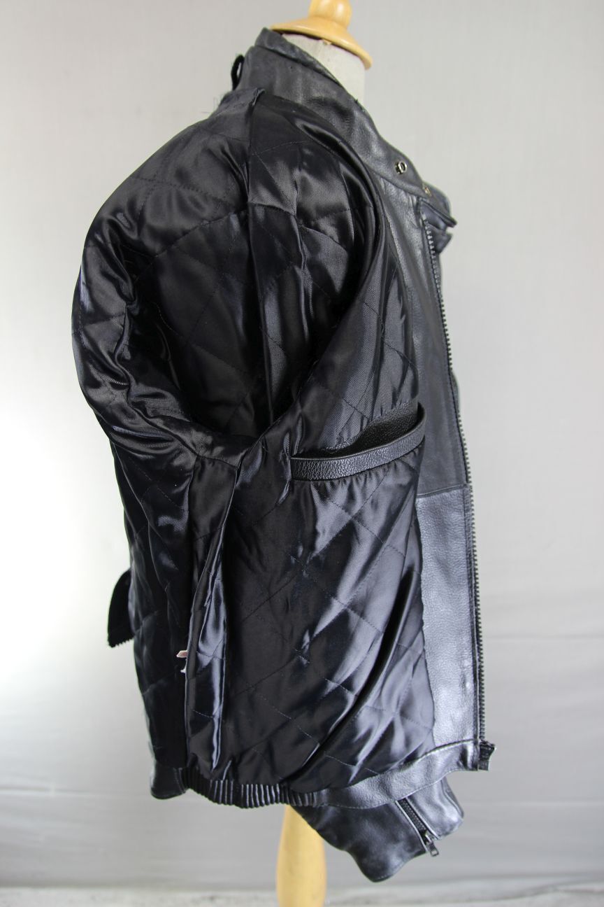 CLASSIC BLACK LEATHER BIKER JACKET 44-46 INCH