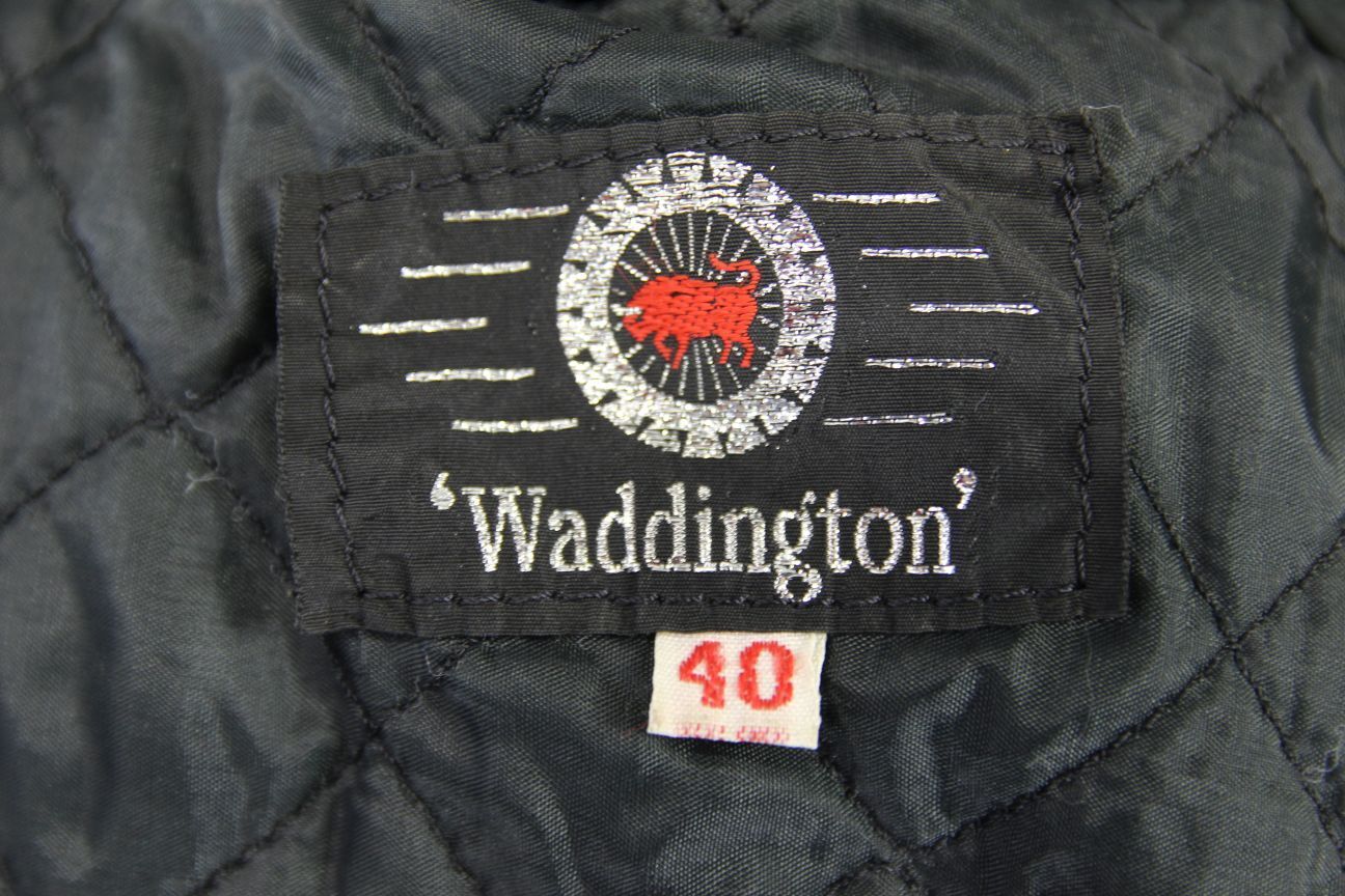 VINTAGE WADDINGTON CLASSIC BLACK & RED LEATHER BIKER JACKET 38-40 INCH CHEST