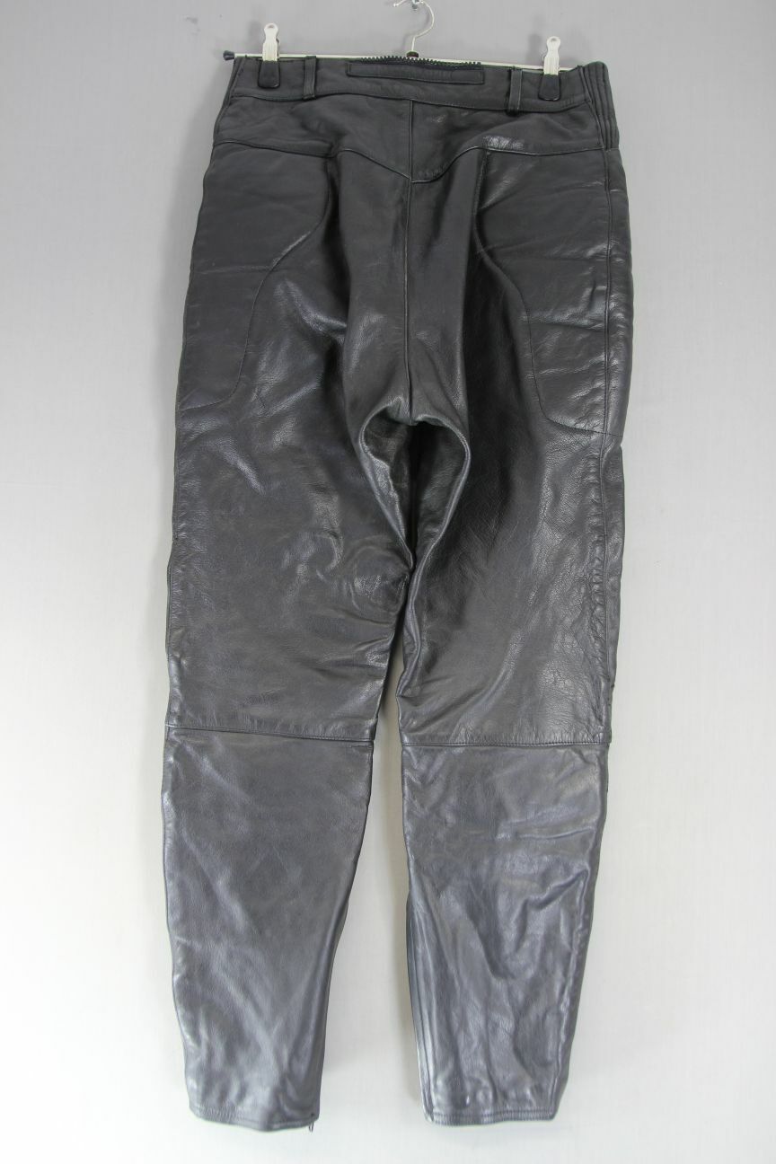 ASHMAN BLACK COWHIDE LEATHER BIKER TROUSERS WAIST 30 INCHES/INSIDE LEG 29 INCHES