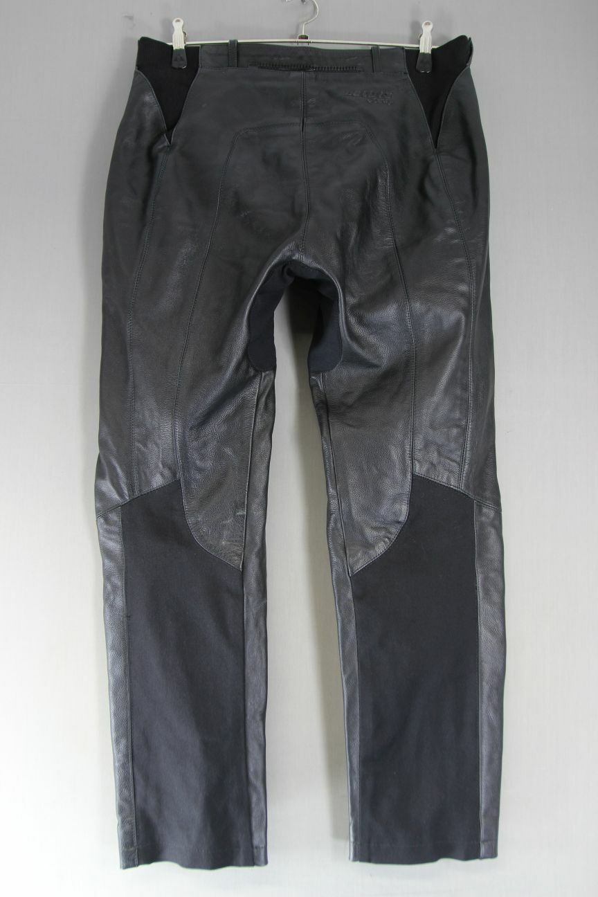 LEWIS LEATHER BLACK BIKER TROUSERS+CE ARMOUR SIZE 14:WAIST 34-36"/INSIDE LEG 30"