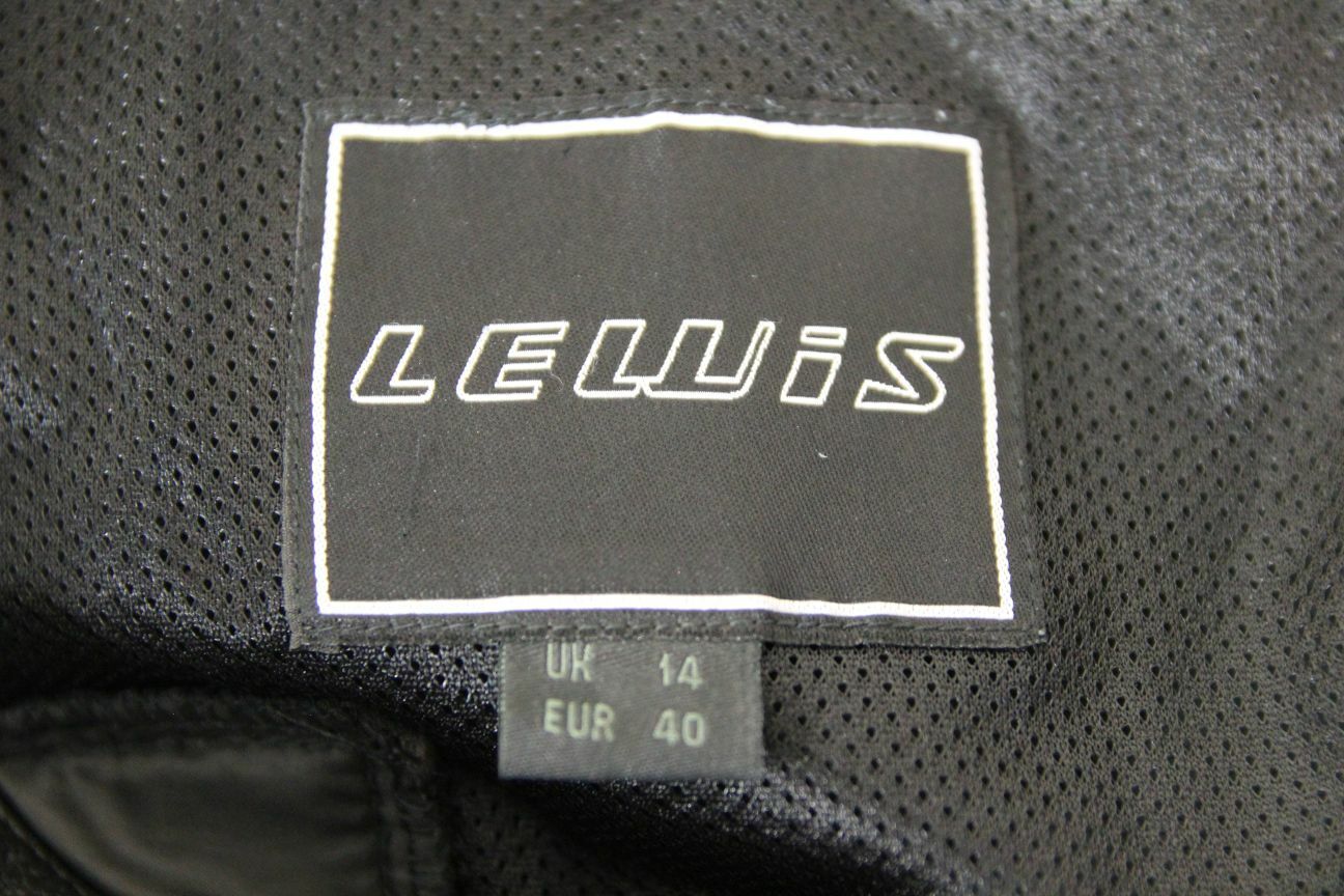 LEWIS LEATHER BLACK BIKER TROUSERS+CE ARMOUR SIZE 14:WAIST 34-36"/INSIDE LEG 30"
