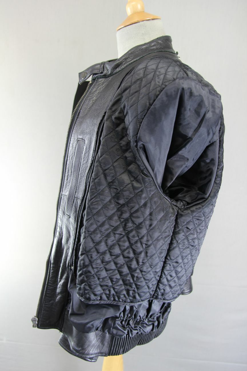 BIKER'S GEARBOX BLACK BIKER LEATHER JACKET WITH THERMAL LINING: 38 INCH/LARGE