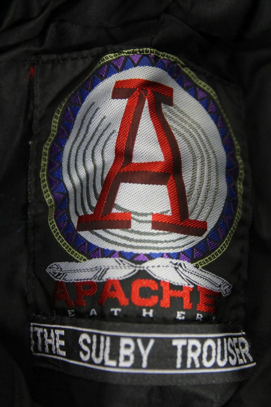 APACHE LEATHERS BLACK 'SULBY' BIKER TROUSERS SIZE 14 WAIST 30-32"/INSIDE LEG 29"