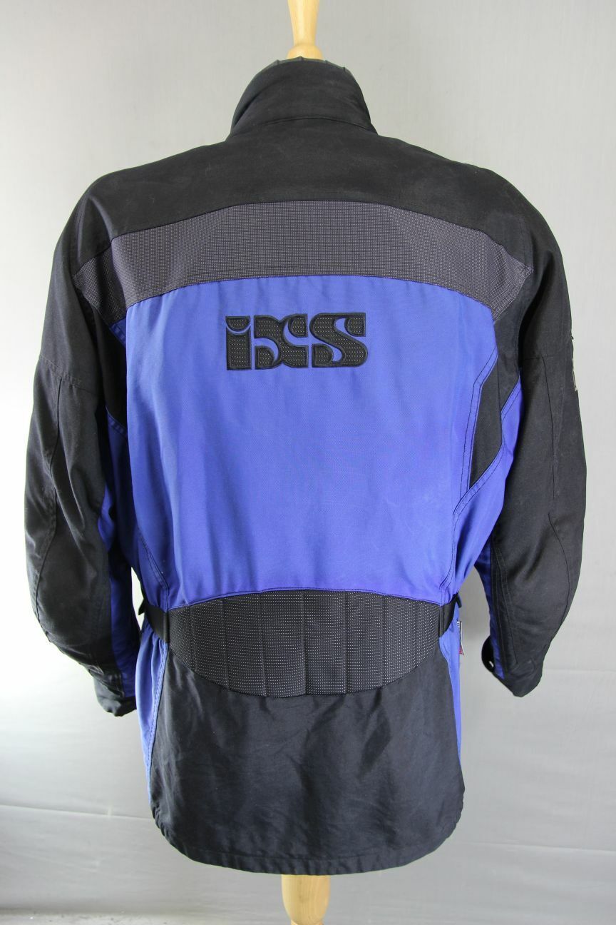 IXS BLACK & BLUE TEXTILE BIKER JACKET WITH CE ARMOUR & THERMAL LINING 46 INCH/XL