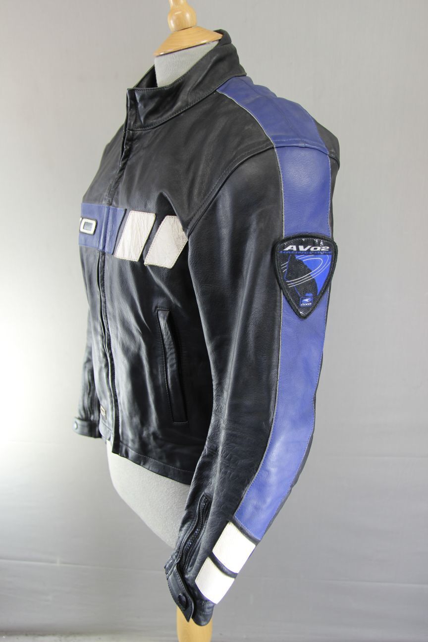 AXO RACING ITALIAN MADE LEATHER BIKER JACKET + CE ARMOUR & THERMAL LINING 36IN/S