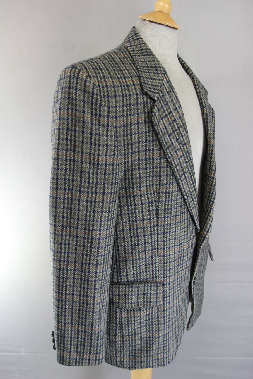 BRITISH MADE CENTAUR PURE WOOL GREEN HOUNDSTOOTH CHECKED JACKET 40 IN (REG FIT)