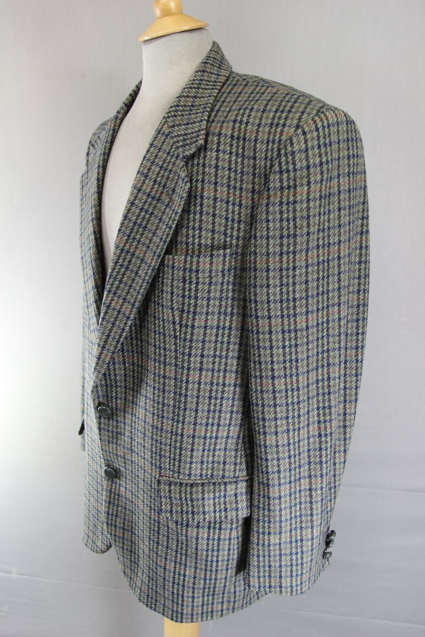 BRITISH MADE CENTAUR PURE WOOL GREEN HOUNDSTOOTH CHECKED JACKET 40 IN (REG FIT)