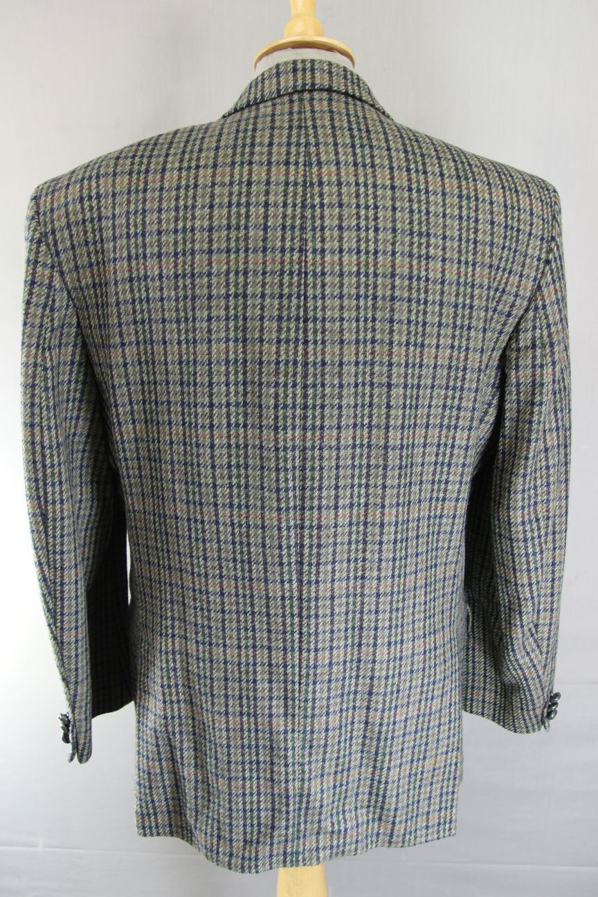 BRITISH MADE CENTAUR PURE WOOL GREEN HOUNDSTOOTH CHECKED JACKET 40 IN (REG FIT)