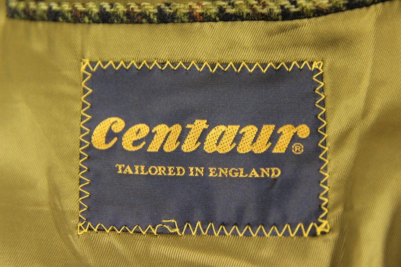 BRITISH MADE CENTAUR PURE WOOL GREEN HOUNDSTOOTH CHECKED JACKET 40 IN (REG FIT)