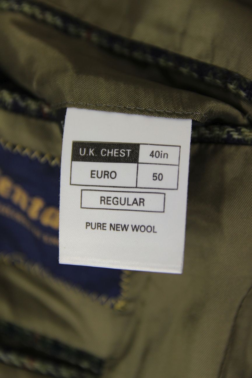 BRITISH MADE CENTAUR PURE WOOL GREEN HOUNDSTOOTH CHECKED JACKET 40 IN (REG FIT)
