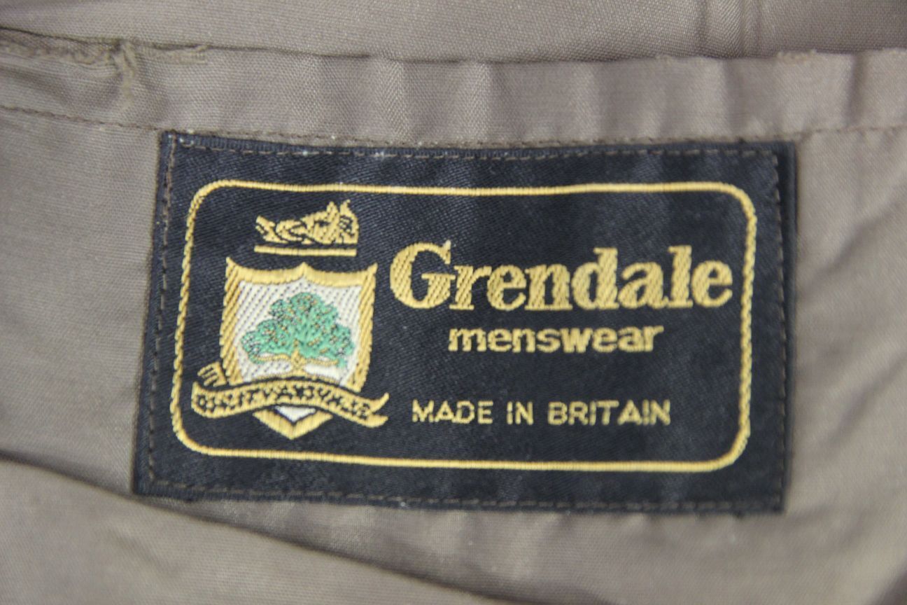 VINTAGE GRENDALE BRITISH MADE GREEN & BROWN CHECKED WOOL BLEND JACKET 44 INCH