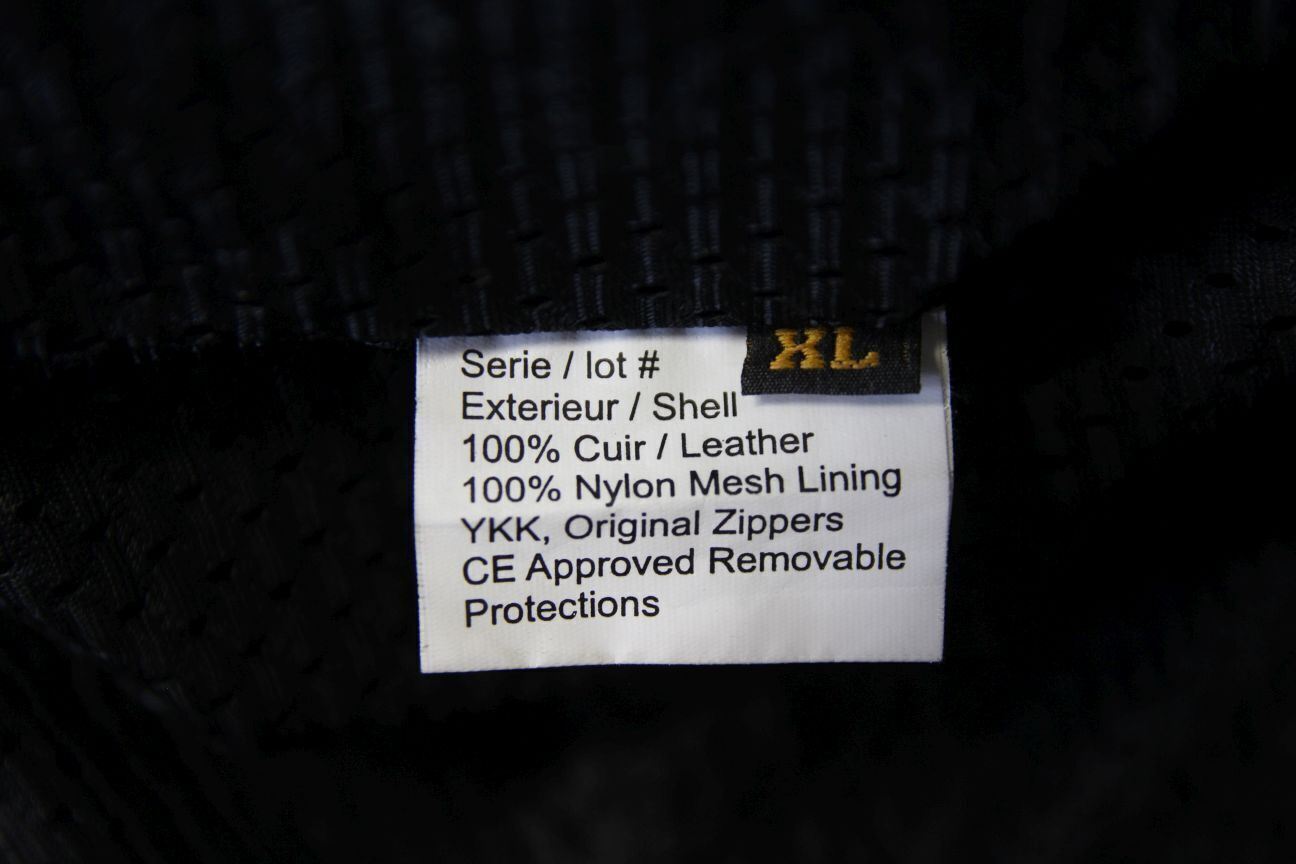 TEXPEED BLACK LEATHER BIKER JACKET WITH CE ARMOUR & THERMAL LINING 44-46 INCH/XL
