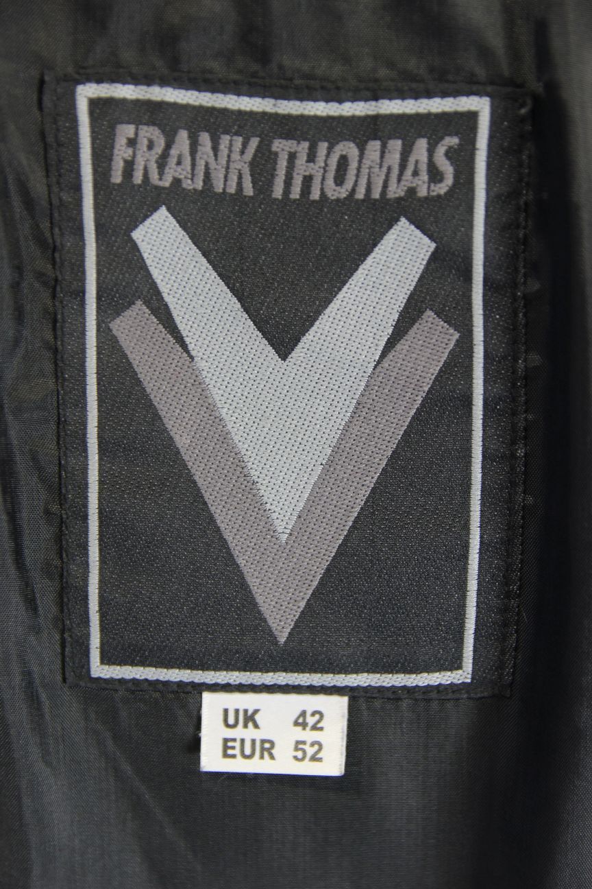 FRANK THOMAS BLACK LEATHER BIKER JACKET WITH ARMASPORT PLUS CE ARMOUR 38-40 INCH
