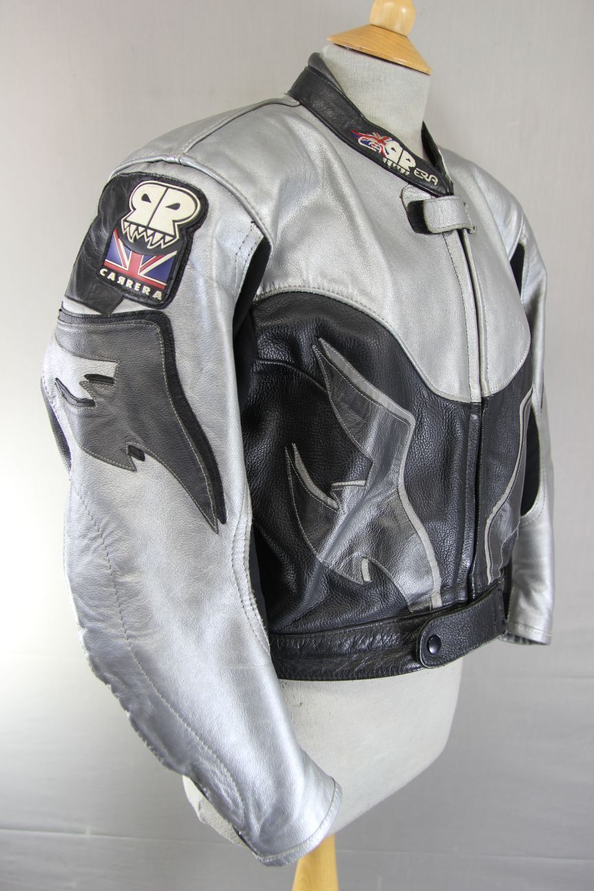 HANDMADE IN BRITAIN CARRERA LEATHERS BIKER JACKET + REMOVABLE CE ARMOUR SIZE 18