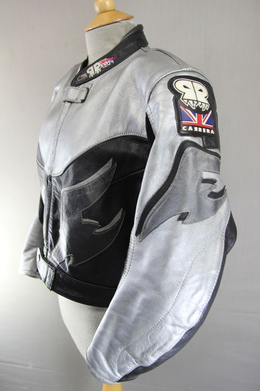 HANDMADE IN BRITAIN CARRERA LEATHERS BIKER JACKET + REMOVABLE CE ARMOUR SIZE 18