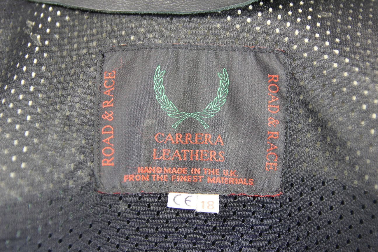 HANDMADE IN BRITAIN CARRERA LEATHERS BIKER JACKET + REMOVABLE CE ARMOUR SIZE 18