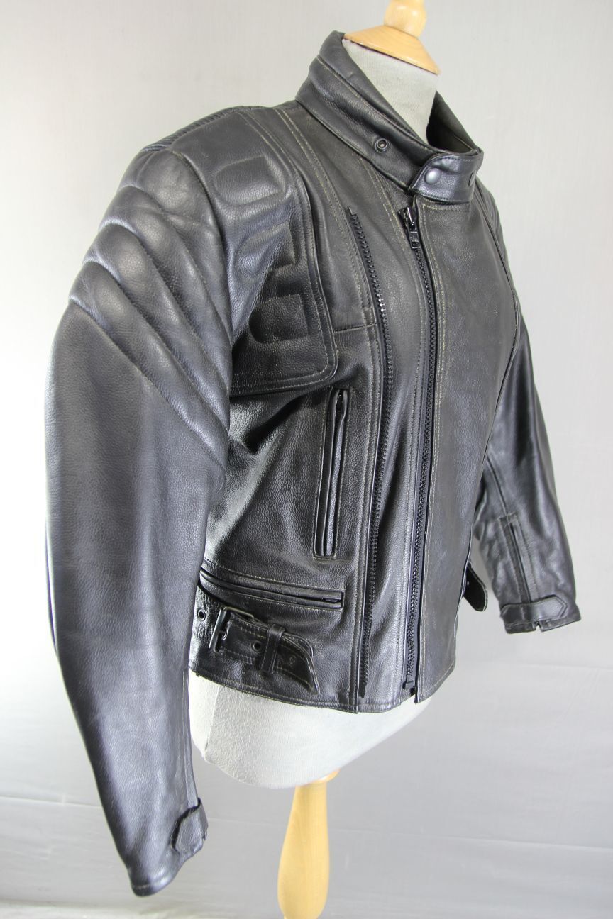 X8 SYSTEMS CLASSIC BLACK LEATHER BIKER JACKET 36 INCH