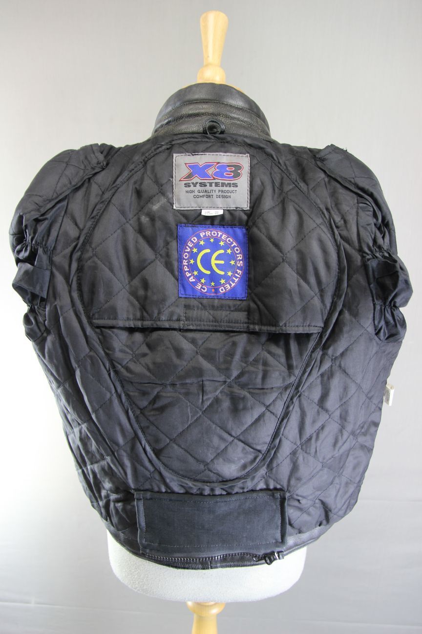 X8 SYSTEMS CLASSIC BLACK LEATHER BIKER JACKET 36 INCH