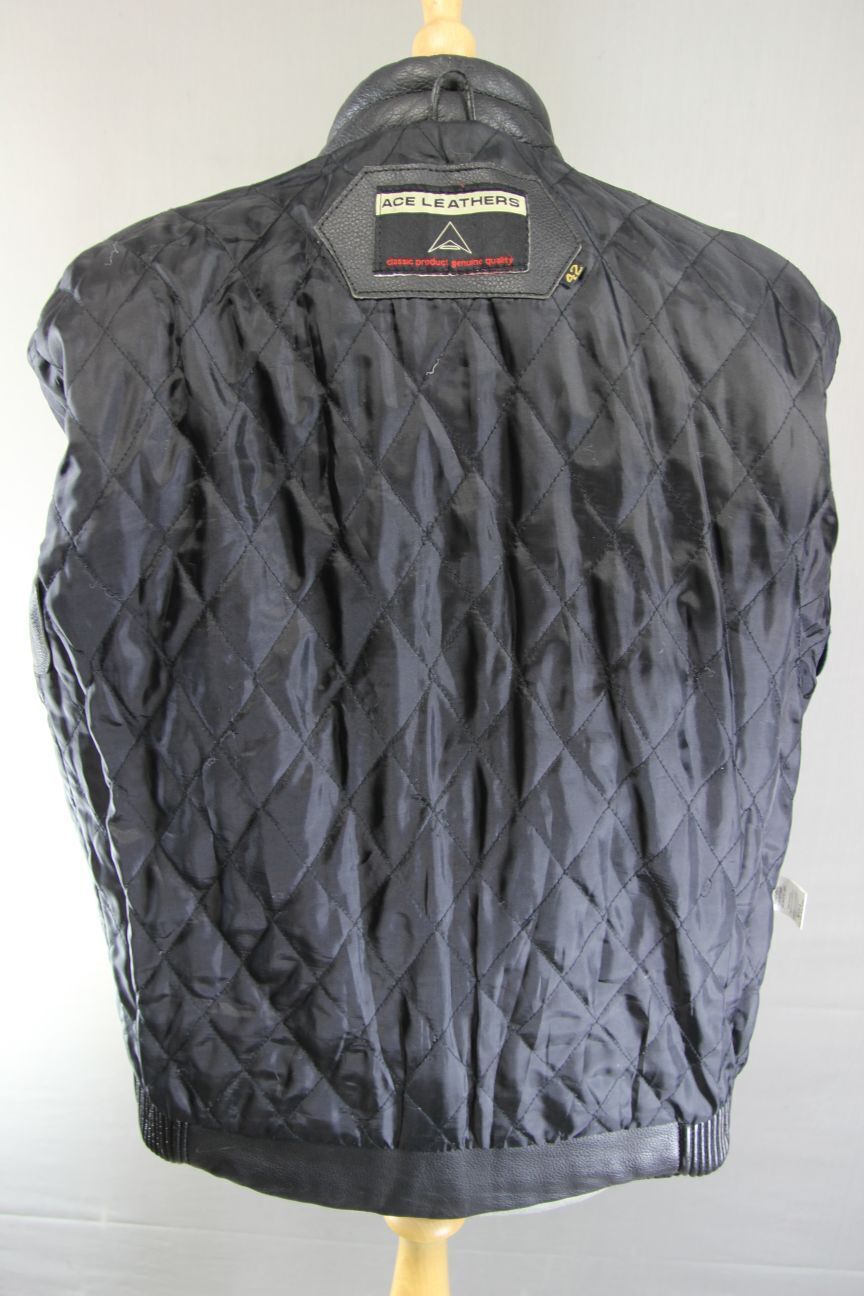 CLASSIC BLACK ACE LEATHERS BIKER JACKET 38-40 INCH