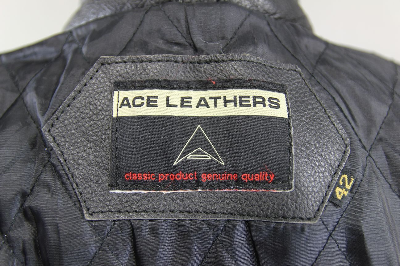 CLASSIC BLACK ACE LEATHERS BIKER JACKET 38-40 INCH