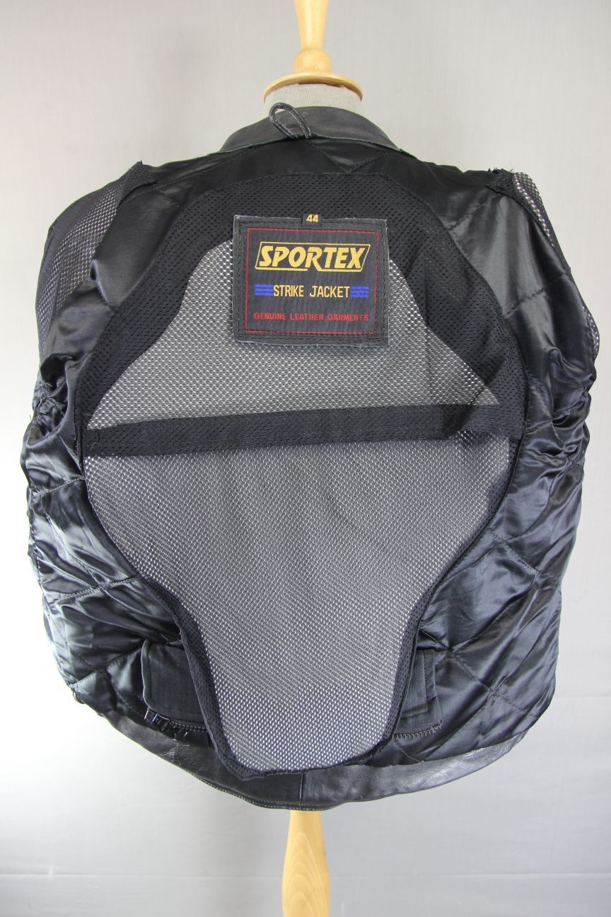 SPORTEX STRIKE BLACK & GREY LEATHER BIKER JACKET WITH REMOVABLE PROTECTORS 40 IN