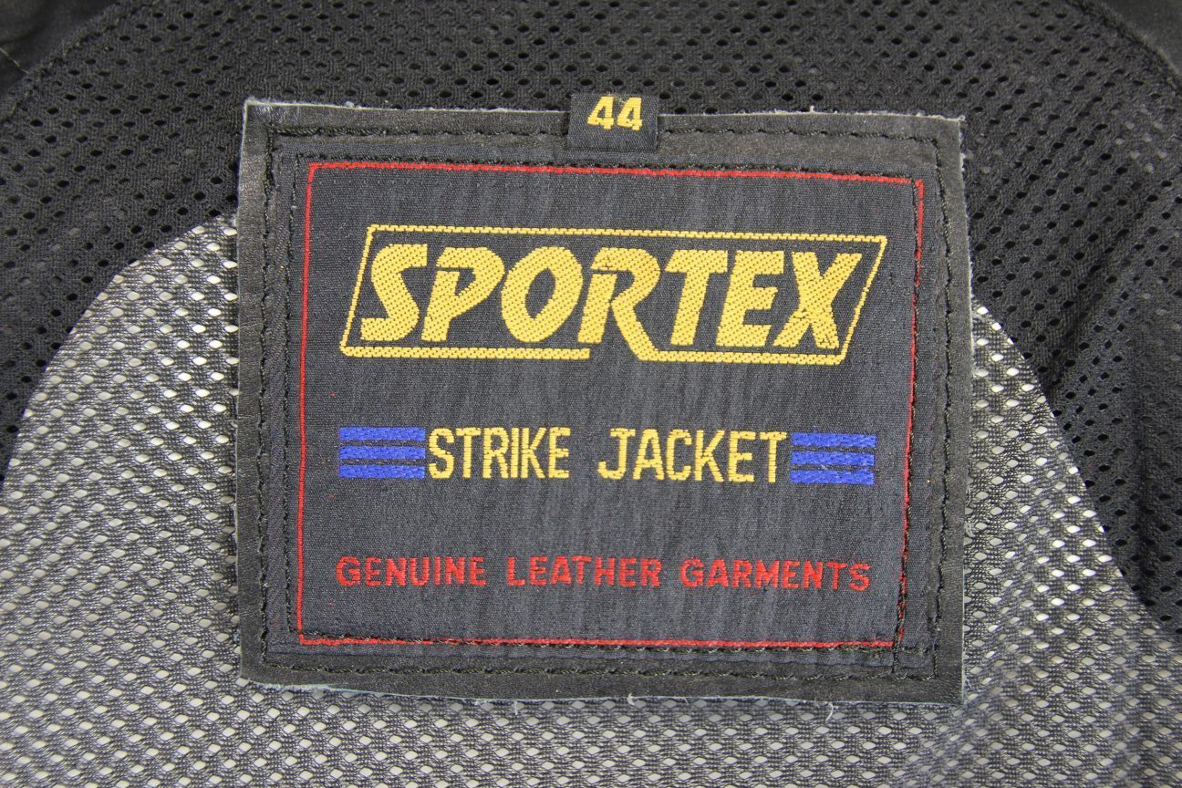 SPORTEX STRIKE BLACK & GREY LEATHER BIKER JACKET WITH REMOVABLE PROTECTORS 40 IN