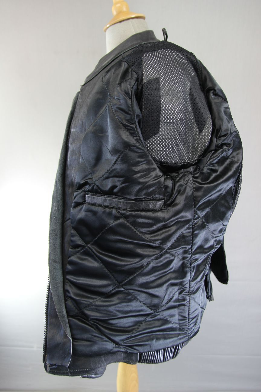 SPORTEX STRIKE BLACK & GREY LEATHER BIKER JACKET WITH REMOVABLE PROTECTORS 40 IN