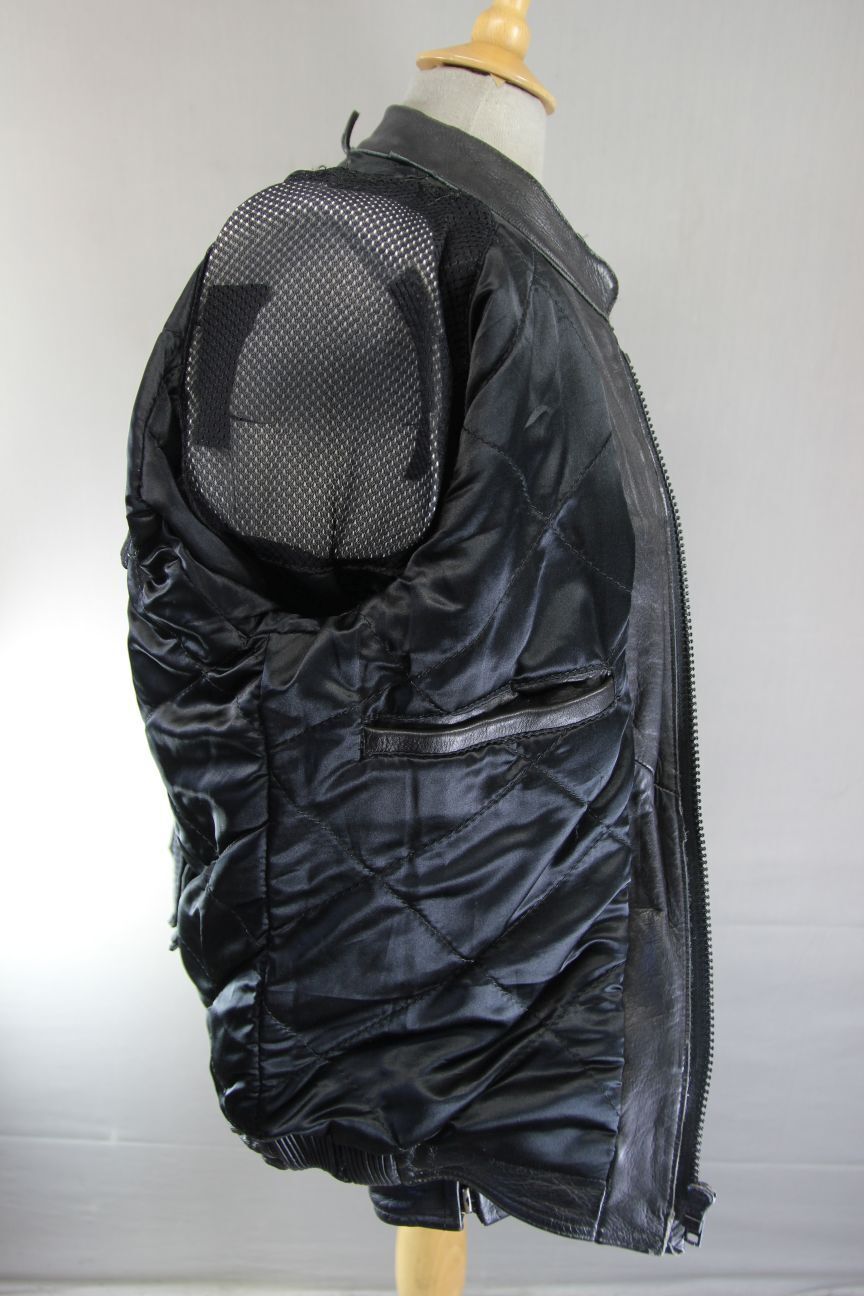 SPORTEX STRIKE BLACK & GREY LEATHER BIKER JACKET WITH REMOVABLE PROTECTORS 40 IN