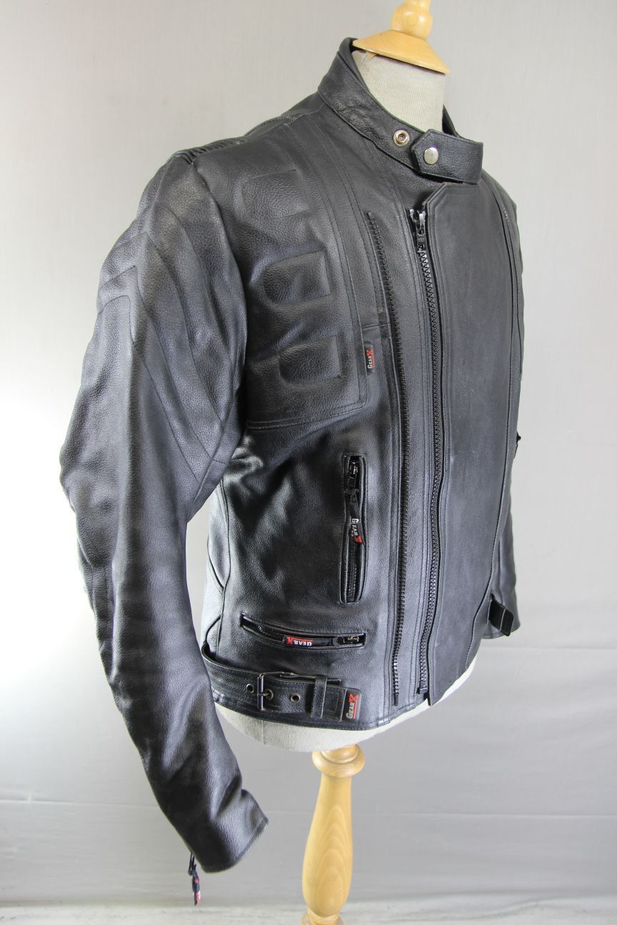 GEAR X CLASSIC BLACK LEATHER BIKER JACKET 38-40 INCH/MEDIUM
