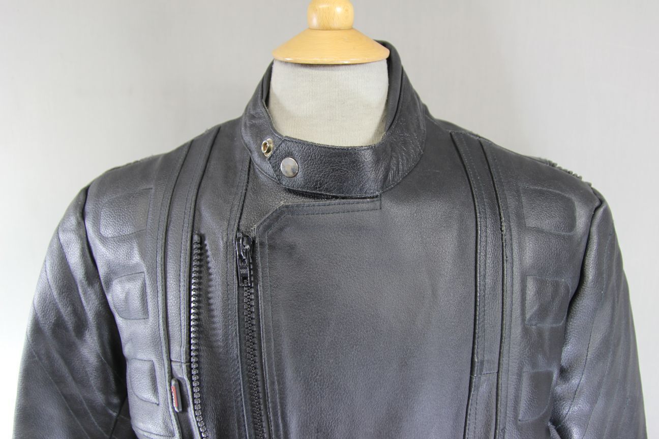 GEAR X CLASSIC BLACK LEATHER BIKER JACKET 38-40 INCH/MEDIUM