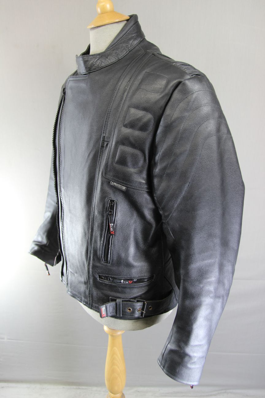 GEAR X CLASSIC BLACK LEATHER BIKER JACKET 38-40 INCH/MEDIUM