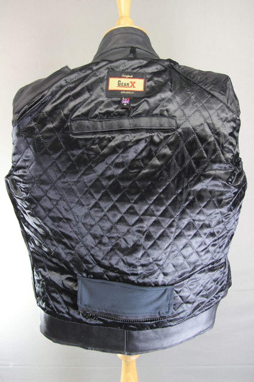 GEAR X CLASSIC BLACK LEATHER BIKER JACKET 38-40 INCH/MEDIUM