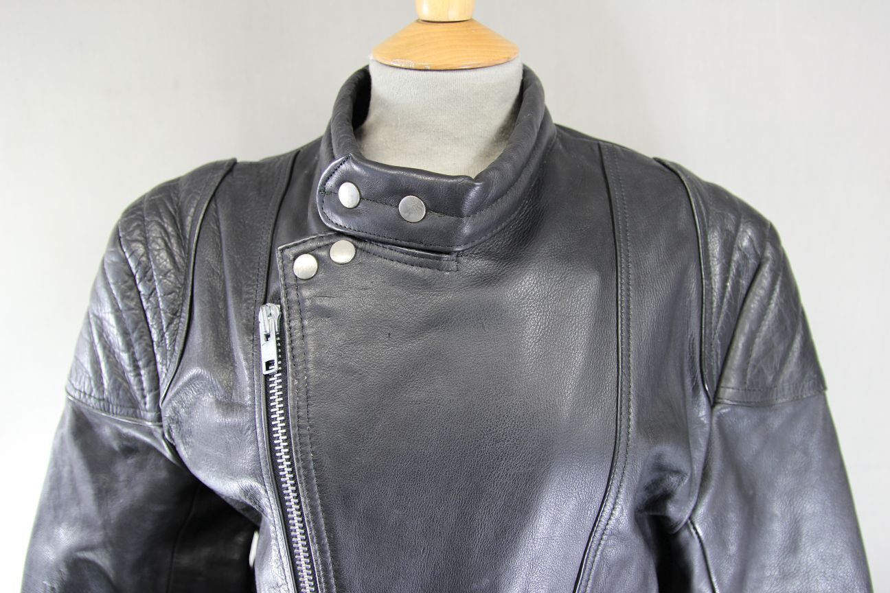 CLASSIC WADDINGTON BLACK LEATHER BIKER JACKET 38 INCH CHEST