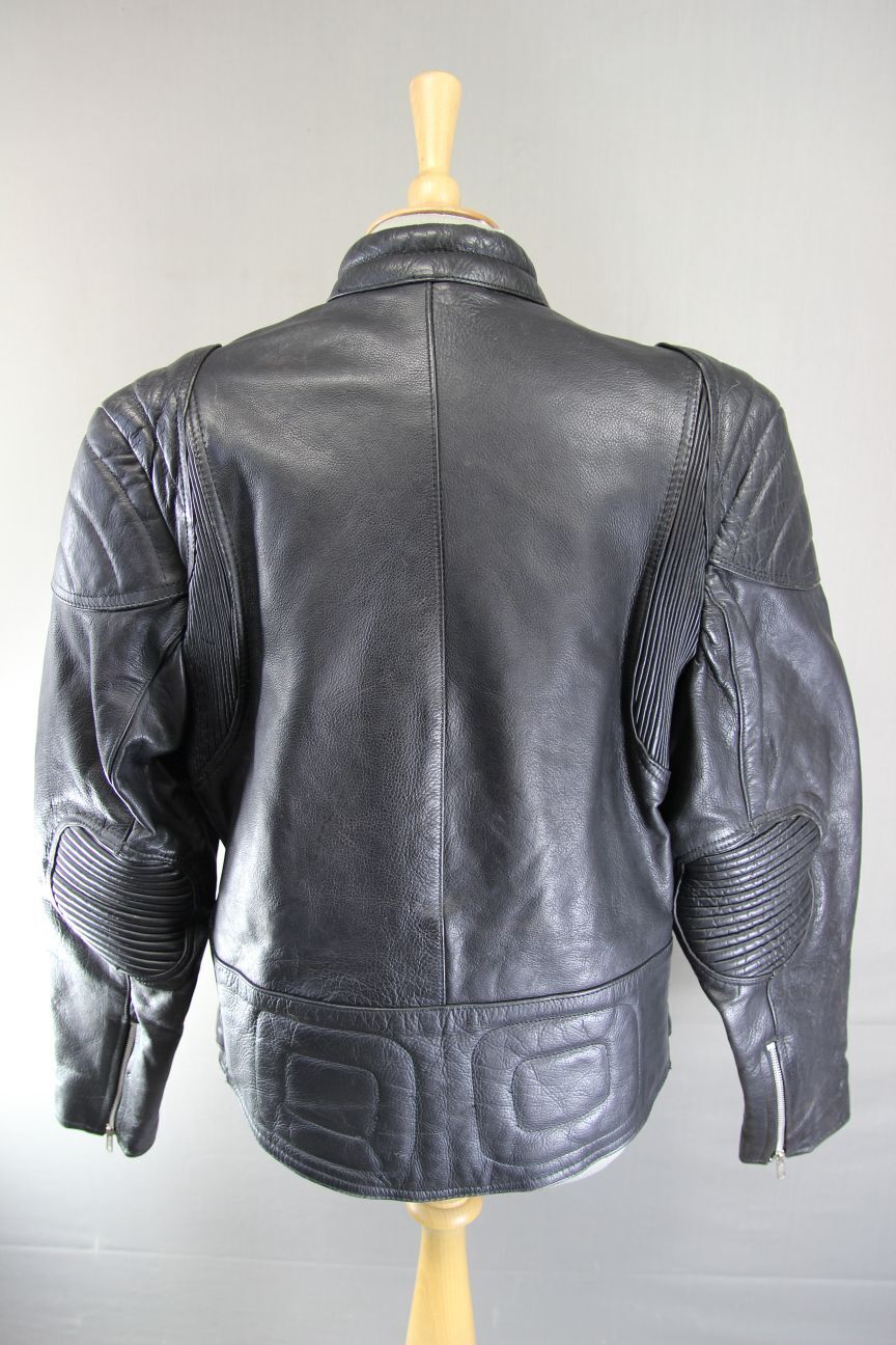 CLASSIC WADDINGTON BLACK LEATHER BIKER JACKET 38 INCH CHEST